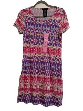 U-Knit Dresses Pink & Purple Printed Short Sleeve Mini Dress